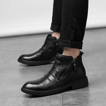 

Warm Men Boots Genuine Leather Snow Boots Two Style Autumn And Winter Shoes Waterproof Outdoor Men Shoes