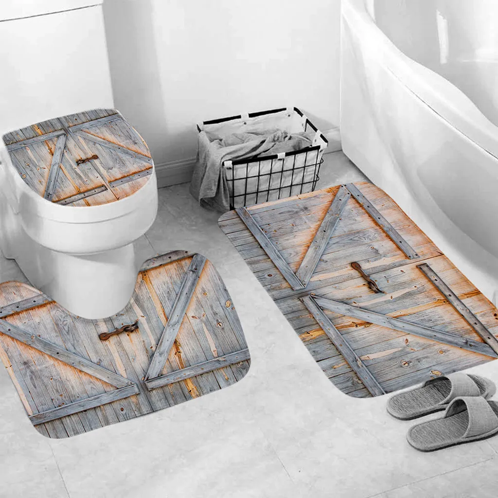 

3pcs Anti Slip Bath Mats Bathroom Carpet Non-slip water absorption Cushion toilet Red lips butterfly black and white tiger 8#G6