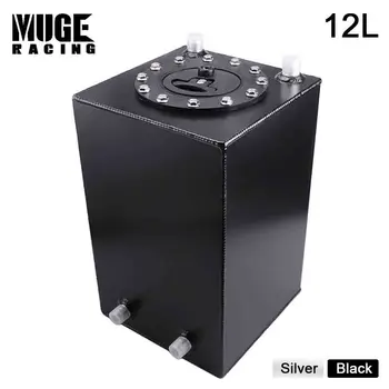 

12L 3 Gallon Aluminum Fuel Tank Catch Can Mirror Polish Fuel Cell Black Silver Car Tuning Universal without Sensor OCC038