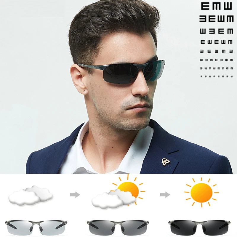 Myopia Photochromic Sunglasses Diopter Polarized Driving Goggle Men