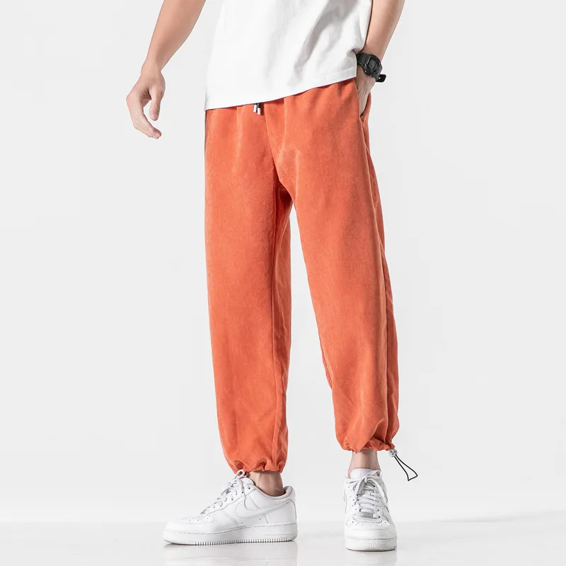 2022 Spring and Autumn New Suede Men's Casual Pants Drawstring Nine-point Drawstring Pants Men's Loose Sweatpants fruit of the loom sweatpants Sweatpants