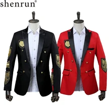 Shenrun Men Fashion Blazers Military Medal Tuxdeos Uniform Singer Suit Jacket Performance Wedding Jackets Stage Show Costume