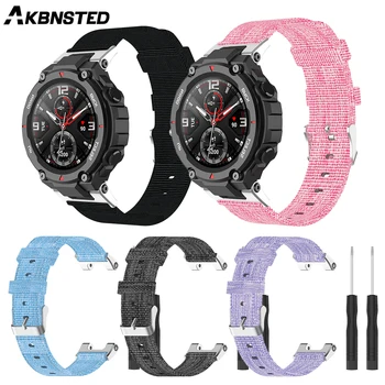 

AKBNSTED Nylon Canvas Replacement Watch Strap For Xiaomi Huami Amazfit Ares Smart Watch For Huami Amazfit A1908 Wristband