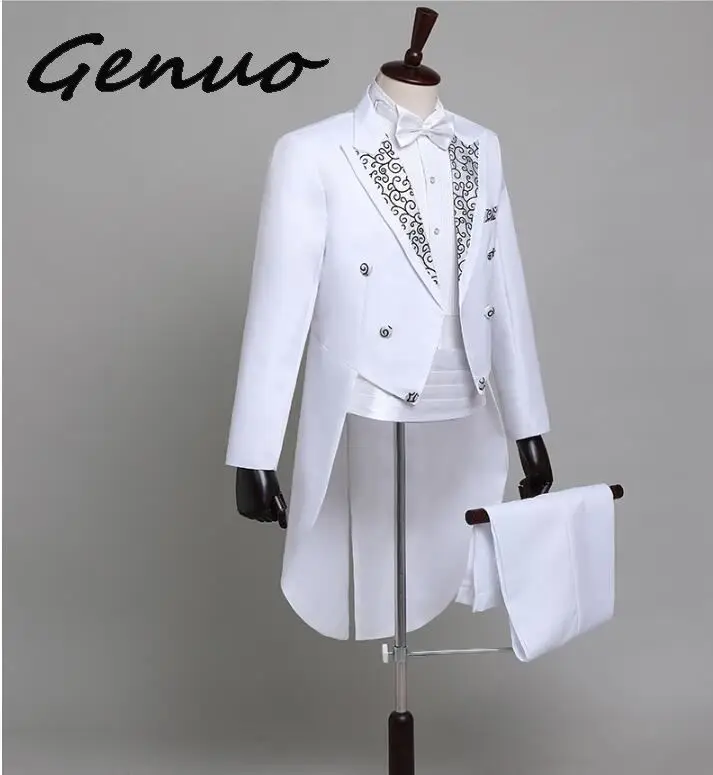 Genuo {Jacket+ pan} мужской сценический комплект для шоу, платье с ласточкиным хвостом, ведущая игра на фортепиано, Лучший человек, добро пожаловать в танцевальный сервис