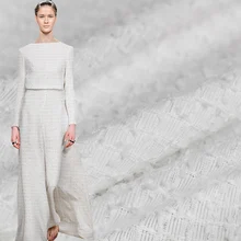 Перламутровый шелк Франция белый квадрат Твид ткани осенний пиджак платье костюмы материалы для одежды швейная ткань метр