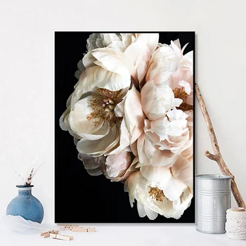 

GoldLife Beautiful White Flower Peony Canvas Painting Posters and Prints Wall Art Picture for Living Room Home Decor Cuadros