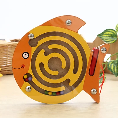 Wooden Toys Maze Game Puzzles For Kids Magnetic Educational Toys For Children Fun Snail Bead Box Baby Wooden Puzzle Jigsaw Board 30