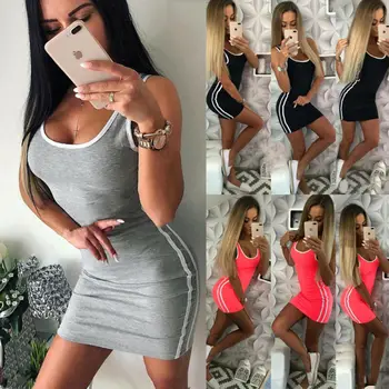 

Women's Fashion Sexy Bodycon Sleeveless Slim Evening Party Sexy Clubwear Short Fitted Mini Dress