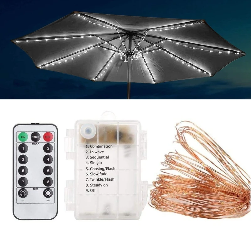 fairy lights in room LED Patio Umbrella Lamp Rechargeable Parasol String Lights with Remote Control Waterproof for Camping Tent Beach Holiday led light string String Lights