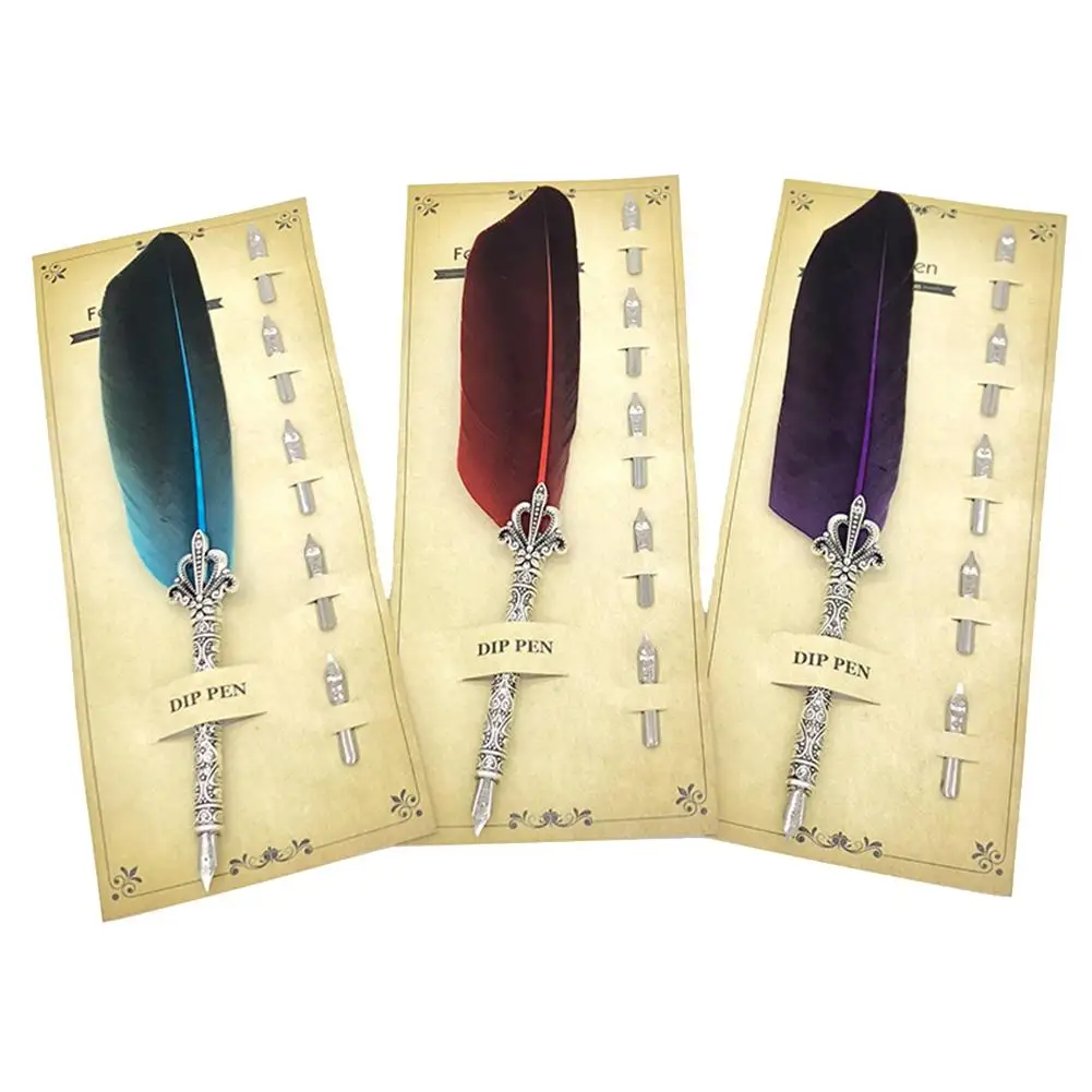 

Vintage Feather Quill Dip Fountain Pen Smooth Writing Supplies Stationery Gift