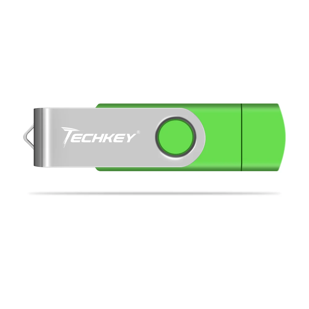 green OTG USB флеш-накопитель Techkey 32 ГБ флеш-накопитель металлический флешка карта памяти 4 ГБ 8 ГБ 16 ГБ флешка Внешняя память для смартфона - Цвет: green