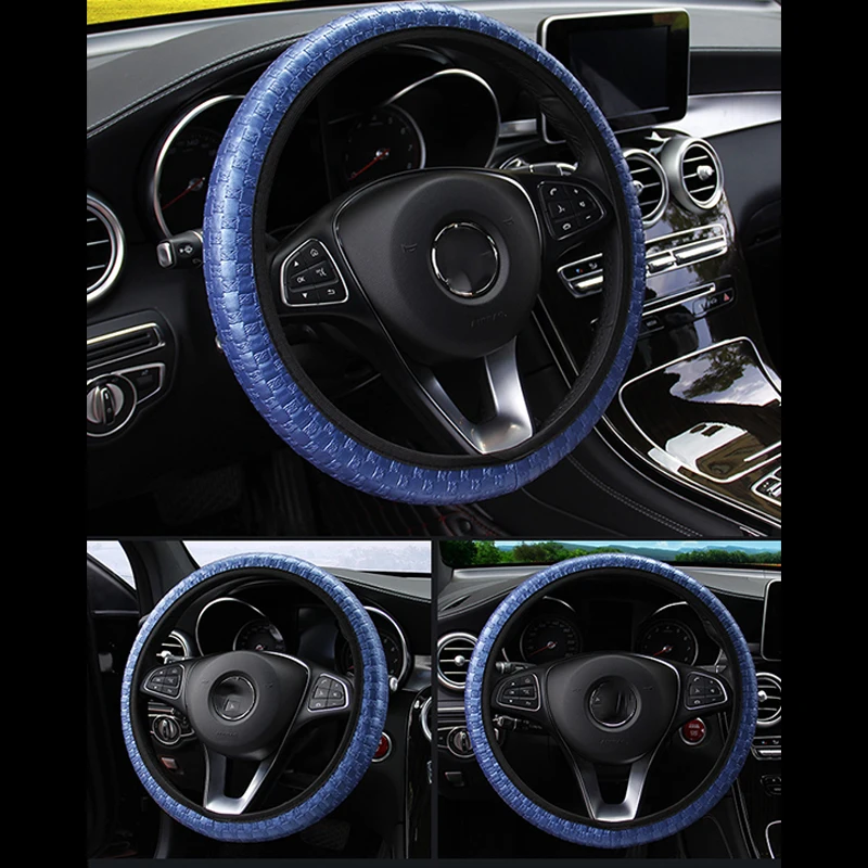37-38 см Кожаный дышащий автомобильный чехол на руль для Ford Focus 2 3 VW Passat B6 B5 B7 B8 Touran Toyota Avensis Mazda 3 CX-5