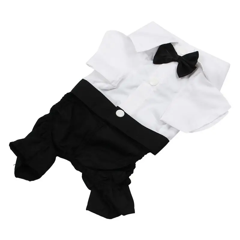 Handsome Formal Dog Jumpsuit with Bow Tie Groom Tuxedo Pet Costumes Dog Clothing XL
