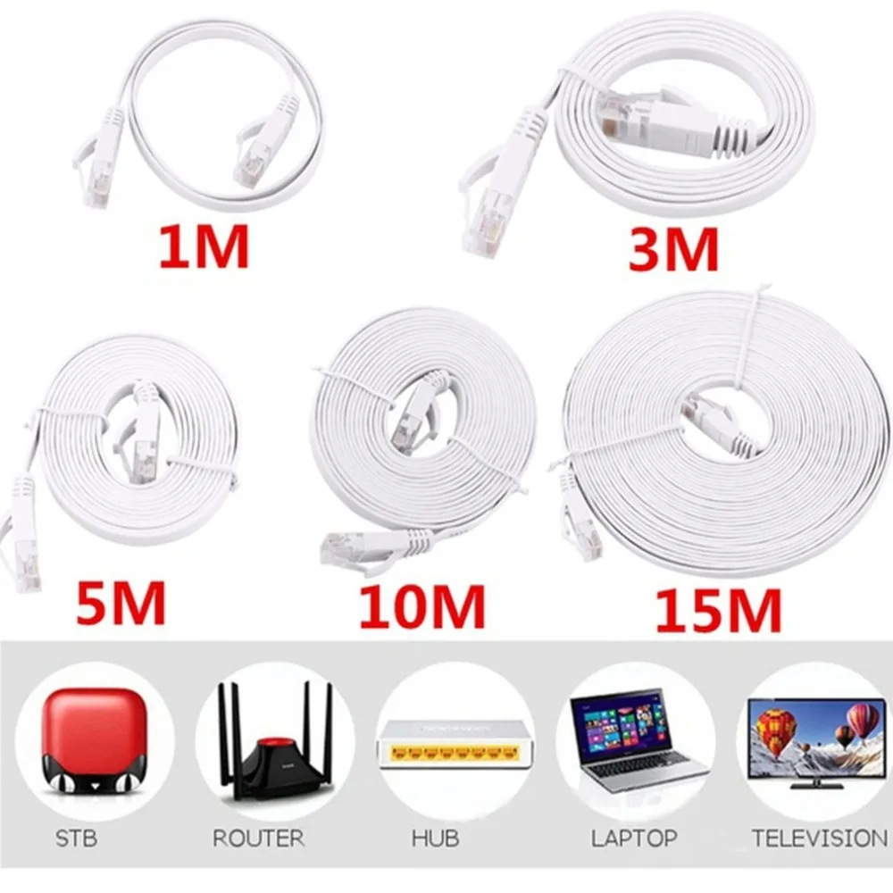 CAT6e плоский сетевой кабель для ноутбука Ethernet RJ45 LAN Шнур PC Компьютерная линия 0 5 м 1 2