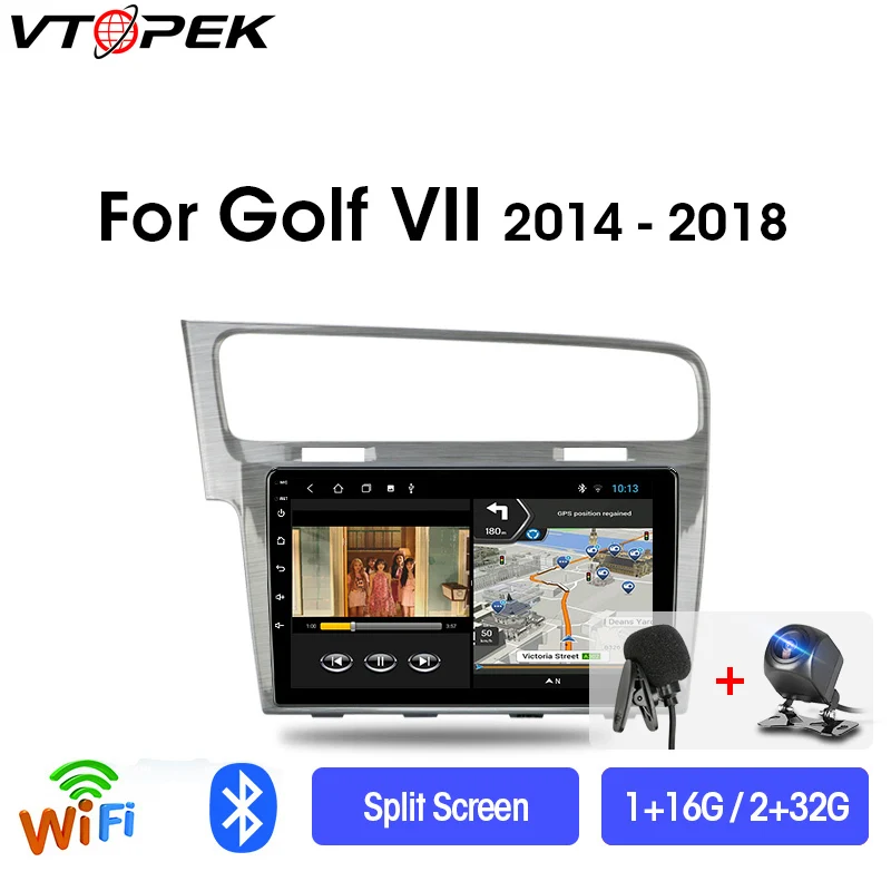 Автомобильный мультимедийный видеоплеер Vtopek 10 дюймов Android 9 0 GPS навигация для VW