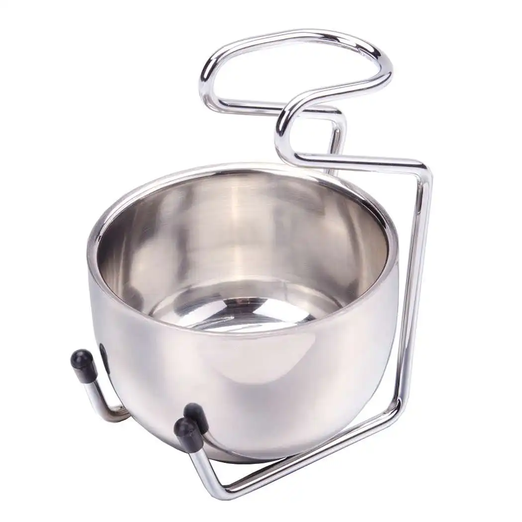 3 Pcs/Set New Beard Care Set Soap Bowl Hanger Brush Facial Care Men's Shaving Tools Shaving  Ferroalloy Wood Stainless Steel