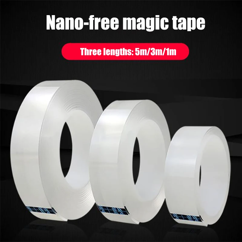 

1/3/5m Multi-function Reusable Double-Sided Adhesive Nano Traceless Tape Removable Sticker Washable Seamless Tape Gadget