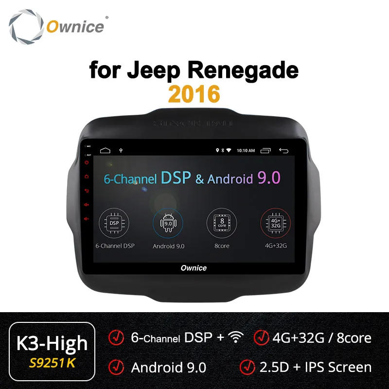 Ownice k3 k5 k6 Android9.0 Восьмиядерный автомобильный Радио плеер DVD gps Navi для Jeep Renegade CarPlay 4G LTE 360 Panorama DSP SPDIF - Цвет: S9251 K3-High