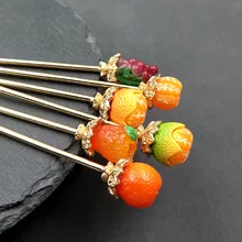 Lovely Fruit Headdress For Girl Fashion Orange Grape Hairpin Creative Cute Ancient Hairpin Jewelry Personality Gift Hair Clip