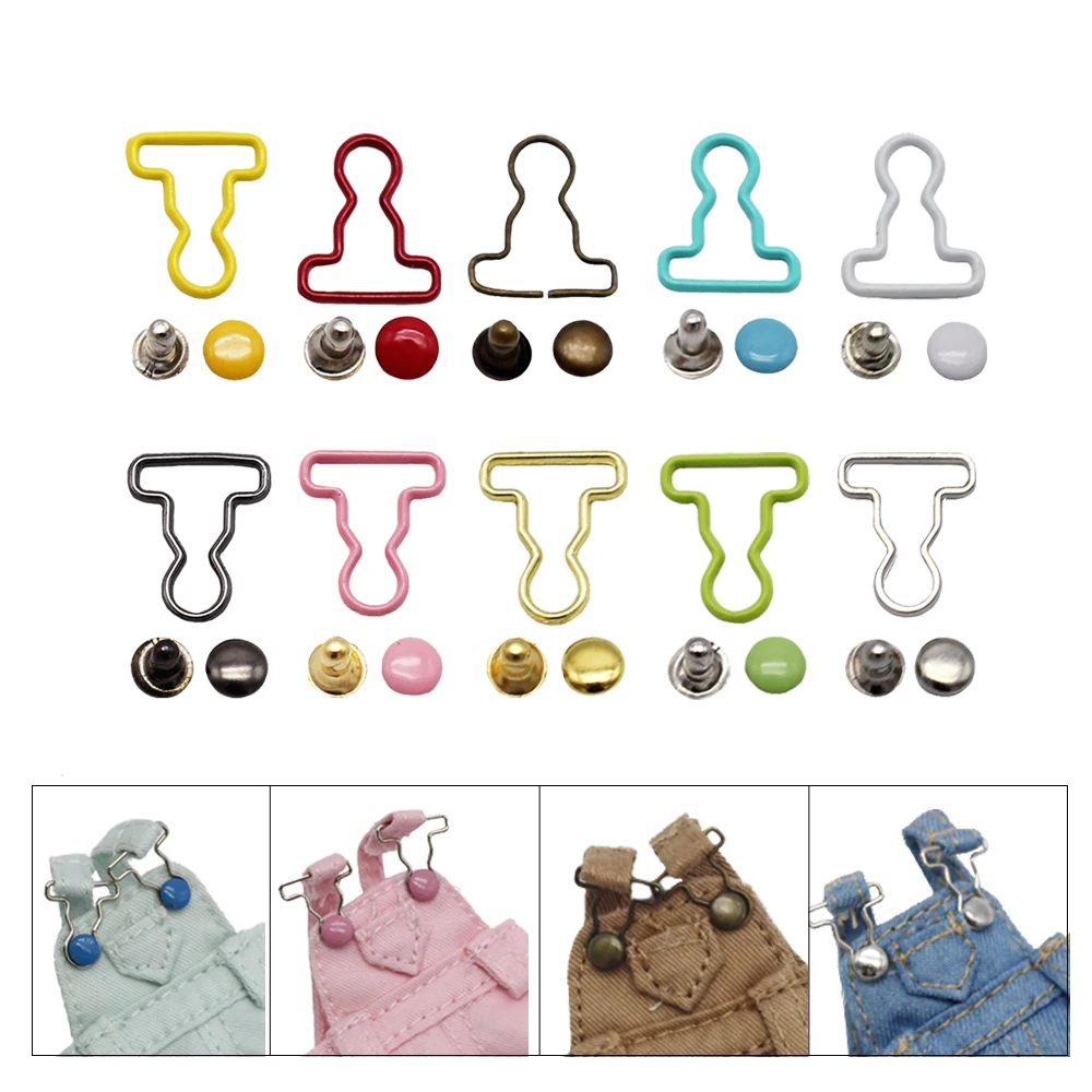 10sets Mini Doll Belt Buttons Doll Clothes DIY Metal Buckle Fit for 1/6 Dolls Girls Trousers Bag Sewing Accessories doll accessories doll clothes accessories plush doll accessories