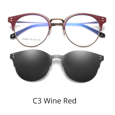 C3 Wine Red Tony Stark ультра-светильник Ultem магнитные солнцезащитные очки поляризованные очки клип Оттенки для женщин Polaroid линзы очки Z960 - Цвет линз: C3 Wine Red