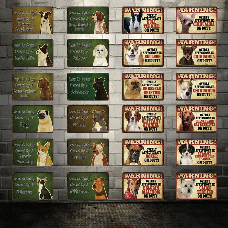 [Kelly66] животные собака питбул для бульдога Чихуахуа боксер металлический знак оловянный плакат табличка для домашнего декора настенная живопись 20*30 см размер Dy88