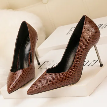 

wind women's shoes thin heel high heel shallow pointed pattern sexy nightclub single shoes high heels