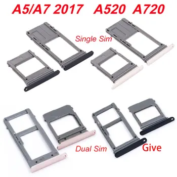 

100pcs For Samsung Galaxy A5 (2017) A520 A7 A720 Single Sim & Dual Sim SIM Card Tray Sim Slot SD Card Holder Adapter Spare Parts