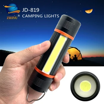 

ZHIYU LED Flashlight Torch Camping Light Use 18650 Rechargeable or AAA Battery COB LED Bulbs Shock Resistant for Camping Travel