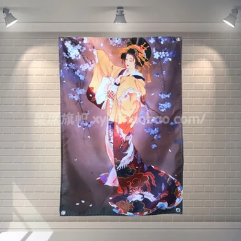 

Japanese Ukiyo-e Geisha Banners Hanging Flag Tapestry Wall Sticker Cafe Restaurant locomotive club Live Background Decoration