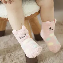 Детские Нескользящие флисовые вязаные теплые носки с объемным рисунком животных для маленьких мальчиков и девочек skarpety antypo lizgowe# 3F