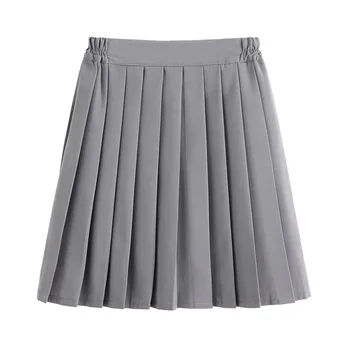 

2019 Simple Women Clothes Fashion Solid Skirts falda mujer School Uniform Pure Color Pleated Skirt Academic Style Mini Skirt #C9