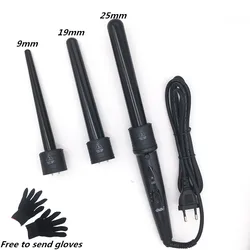 3 In 1 Hair Curlers Care Styling Curling Wand Interchangeable 3 Parts Clip Hair Iron Curler Set Curler Hair hair plate Gaufre