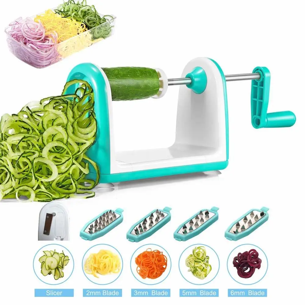 Vegetable-Spiralizer-Slicer-5-Ultra-Sharp-Blades-Spiral-Slicer-Spaghetti-Maker-with-Food-Container-for-Zucchini