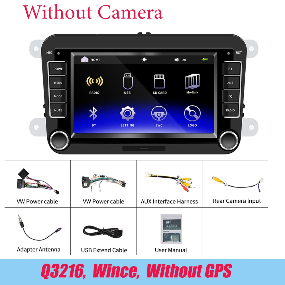 Q3216 without Camera LeeKooLuu 2 Din автомагнитола для Volkswagen Skoda VW Passat B6 Polo Golf Touran Sharan Jetta Caddy T5 Tiguan Bora Автомобильный мультимедийный - Цвет: Q3216 without Camera