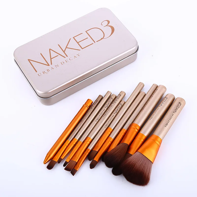 Naked 12 набор кистей для макияжа NK3 Золотой Портативный Утюг коробка Кисть для макияжа