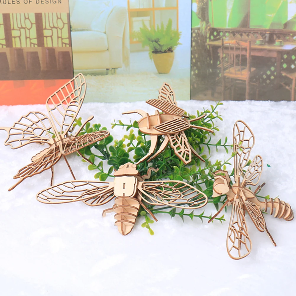 Детская игрушка Монтессори 3D головоломка DIY мозаика доска деревянная головоломка насекомое Животное ручной работы обучающая игрушка для сборки подарок для детей