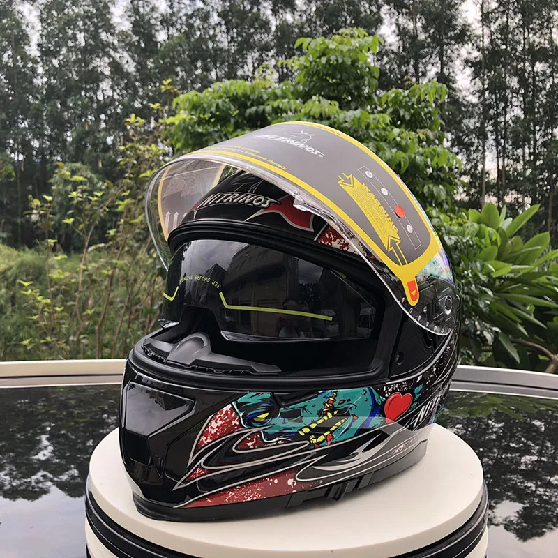 Double Lens Motorcycle Helmet Flip up Modular Motocicleta Casco Motor Bike With Sun visor ECE Approved | Автомобили и мотоциклы