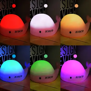 

ICOCO USB Rechargeable Children's Night Light Animal Night Light Silicone Soft Cartoon Cute Soft Silicone Dolphin Gift for Kids