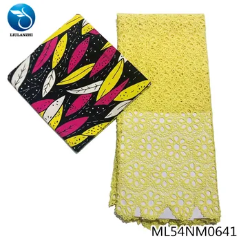 

BEAUTIFICAL nigerian prints african wax for dress 3 yards and lace embroidery guipure lace 2.5 yards ML54NM0639-52