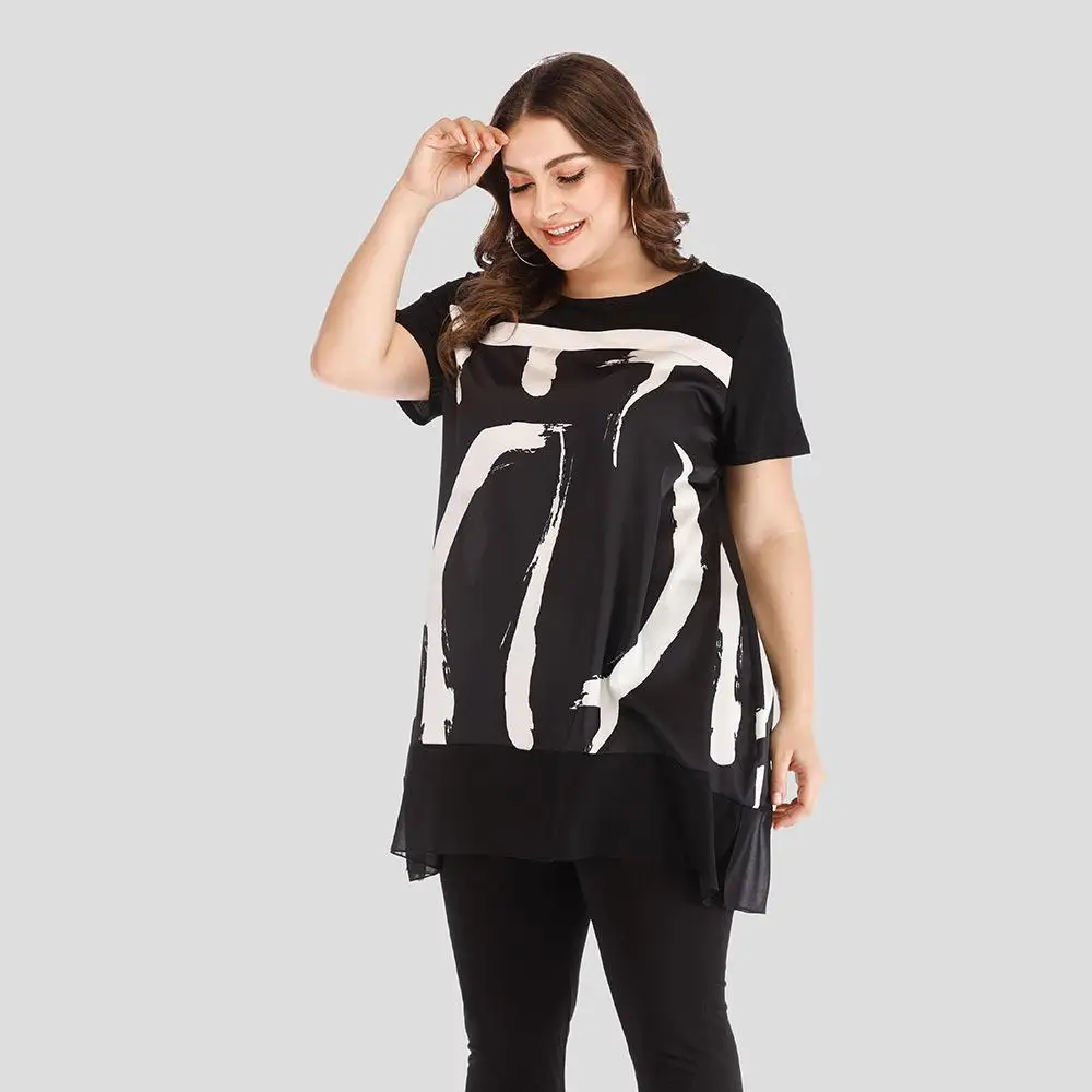 4XL 5XL летний женский комплект из двух предметов большого размера 2020 повседневные