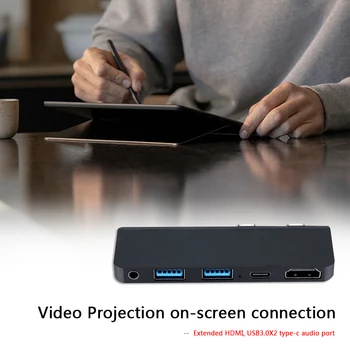 

Small Dual USB 3.1 Type-C HUB 2 USB 3.0 HDMI USB-C Audio Adapter Office Caring Computer Supplies for Surface PRO X
