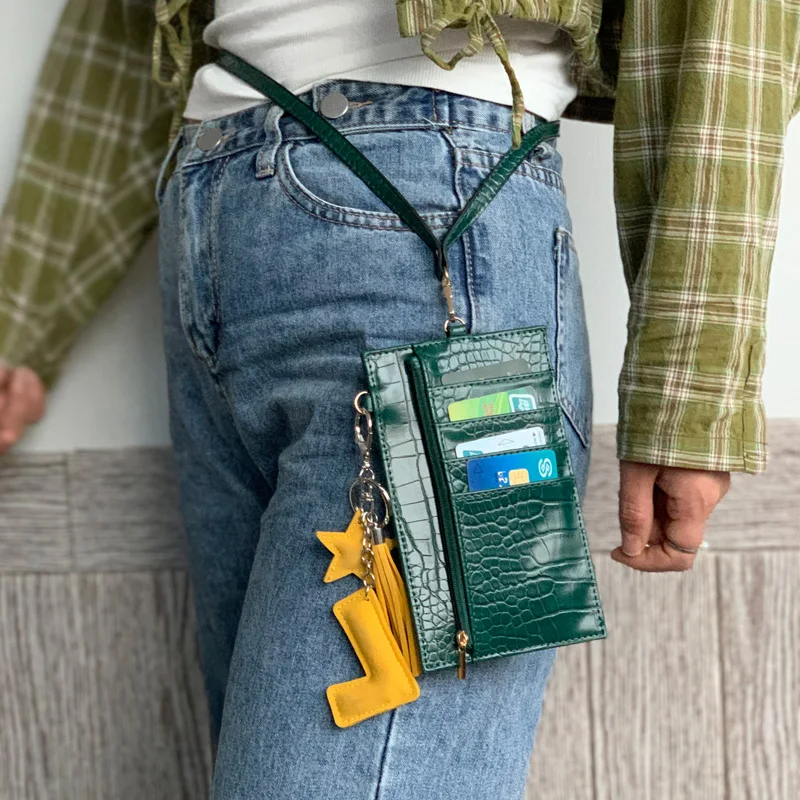 

Upgraded Snake Leather Phone Card Holder Crocodile Pattern Waist Bag With Lanyardr Pouch Phone Bag For iPhone X XS Max
