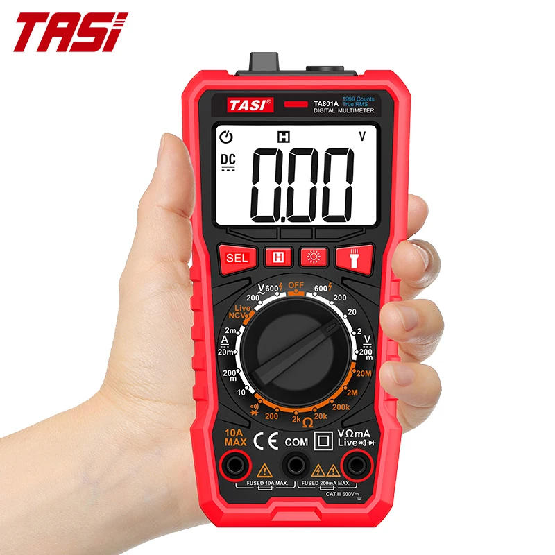 TASI TA801A/B/C/D multímetro Digital Mini Smart Ture Rms Ac Dc Ncv rango automático Digital probador multímetro Ohm, Hz medidor de voltaje