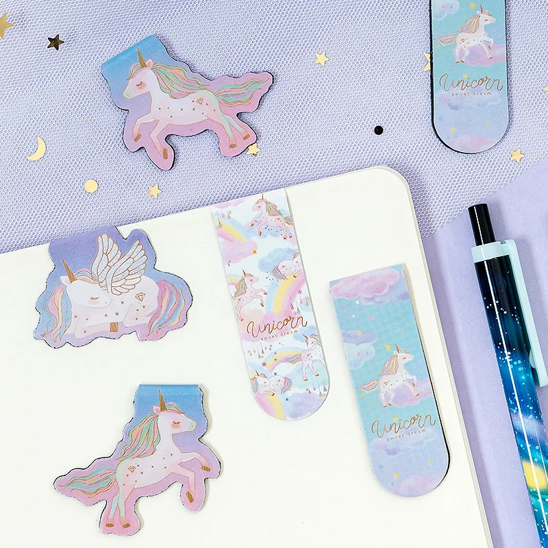 

2 pcs/pack Kawaii Universal Unicorn Magnet Bookmark Book Mark Paper Clip School Office Supply Escolar Papelaria Gift Stationery