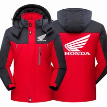 Honda Wing Print Wadded Jacket 2021 Autumn Winter Fashion Trend Thicken Fleece Warm Men's Clothing Coats Waterproof Windbreaker