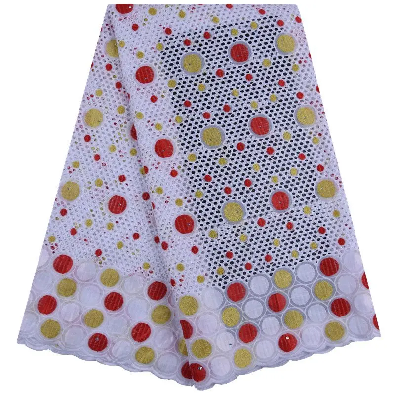 Чистая белая африканская хлопковая кружевная ткань новейшее швейцарское кружево из вуали в швейцарском стиле с камнями для мужчин и женщин вечерние платья S1719 - Цвет: As Picture 2