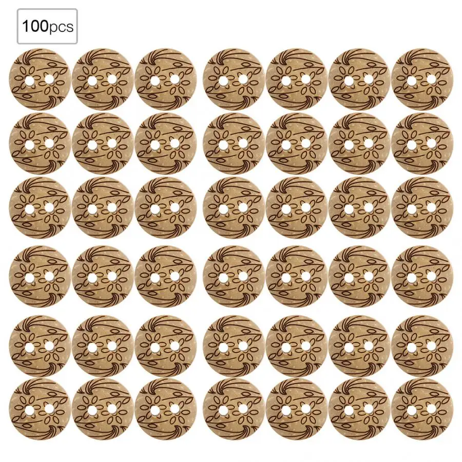button 100PCS Round Coconut Buttons Cartoon DIY Sewing Crafts Buttons Clothing Accessories buttons for clothes