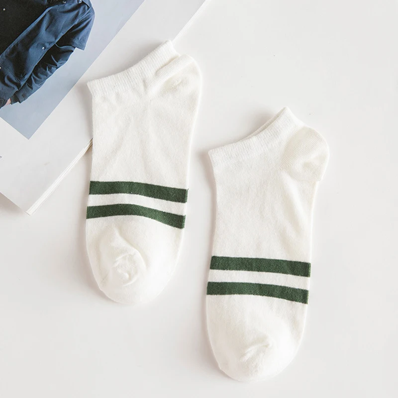 5 pairs LJIQQ 5 пар мужские носки летние тонкие невидимые короткие носки с закрытым носком носки с двумя полосками женские носки - Цвет: 5 pairs