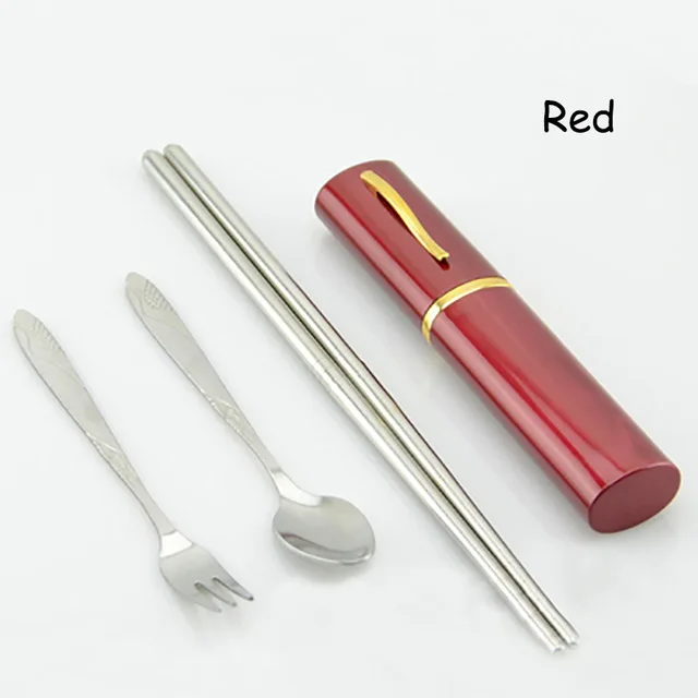 ONEUP 304 Ланч-бокс из нержавеющей стали, японский стиль, Бенто-бокс, кухонный герметичный контейнер для еды, для отправки посуды - Цвет: Red cutlery set